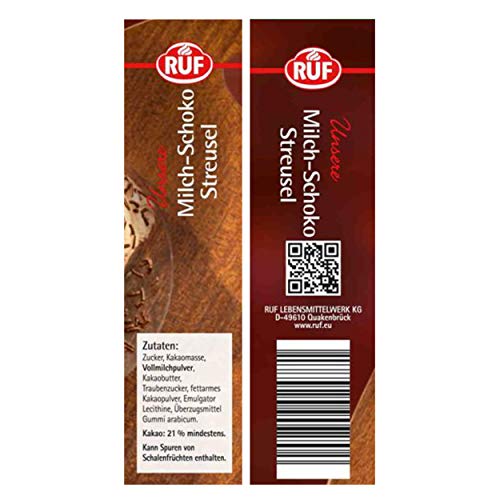RUF Milch Schoko-Streusel, Schokoladen-Dekorfür bunte Plätzchen, Kuchen, Muffins, Pudding und Eis oder als Streusel auf Brot, glutenfrei, 1 x 200g – Bild 3