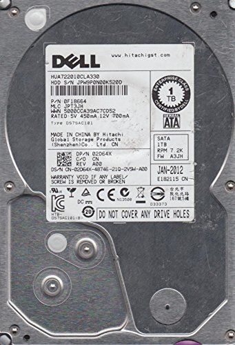 HUA722010CLA330, PN 0F18664, MLC JPT3JH, Dell 1TB SATA 3.5 Hard Drive