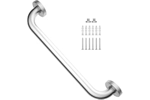 Brushed Nickel Grab Bar 16 Inch, iMomwee Stainless Steel Safety Grab Bar, Wall Mounted Balanced Support Bar for Toilet, Handicap Bathroom Safety Rail for Elderly Senior, Shower Bath Handle