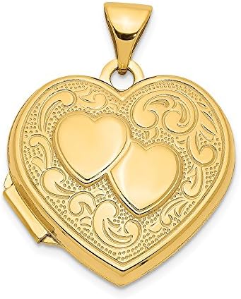 14k Yellow Gold Double Heart Locket Pendant