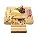 Kagura Bamboo Cheese Board Cracker Serving Cutlery charcuterie Set with Slide-Out Drawer Plate Knives kit - Large
