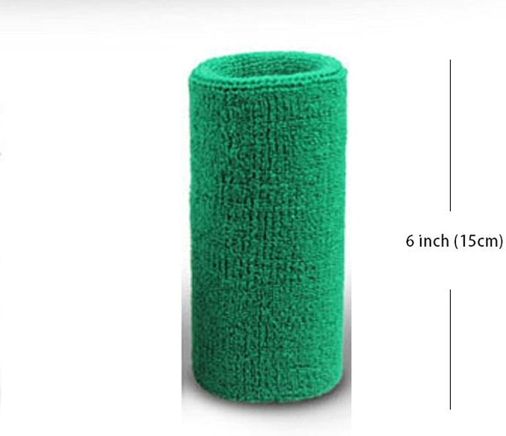 Mcolics 6' Inch Wrist Sweatband in 11 Athletic Cotton Wristbands Armbands (1 Pair) (Black): Clothing