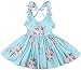 Flofallzique Summer Girls Floral Dress Tea Party Ruffle Sleeves Birthday Toddler Sundress (4,Blue)