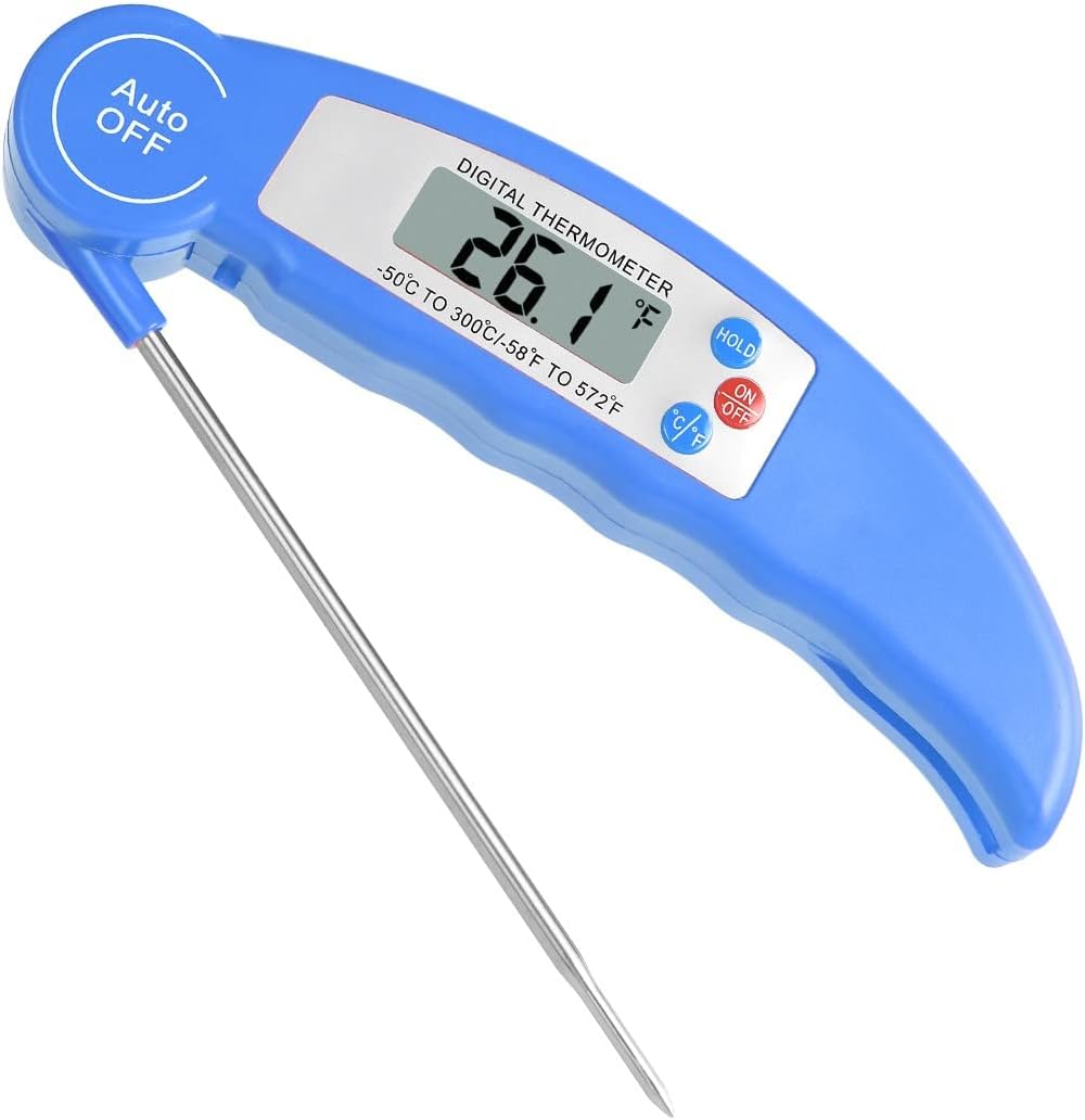Flintronic Digital Instant Read Meat Thermometer Blue with Foldable Probe