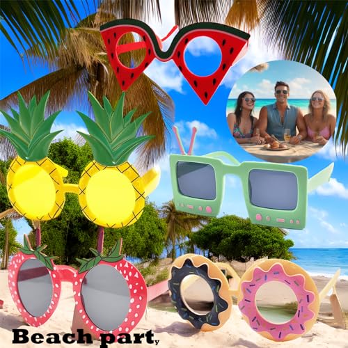 6pcs Hawaiian Party Sunglasses Funny Glasses Pairs Luau Party Sunglasses Party Favors for Summer Pool Beach Luau Theme Party Accessories Tropical Sunglasses Novelty Party Glasses Photo Booth Props