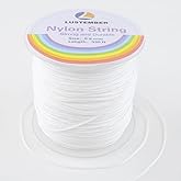 LUSTEMBER 0.8mm Nylon String, Strong Bracelet String, Durable Nylon Cord for Jewelry Making, Bracelets, Beading, Necklaces, Rattail Braiding, Kumihimo, Wind Chimes, Blinds and Handicrafts