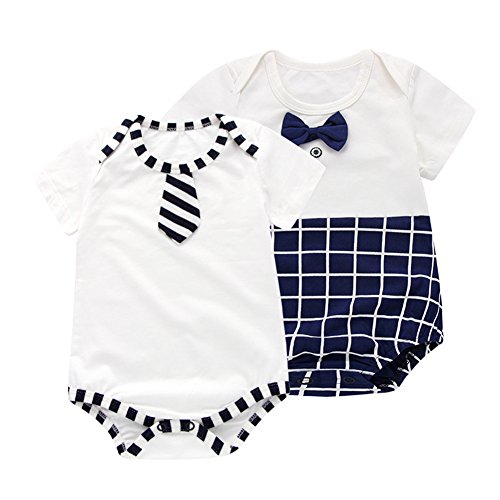 Monvecle Unisex Baby Two-Pack Short Sleeve Onesie Cotton Bodysuit Sunny/Cloudy 24M