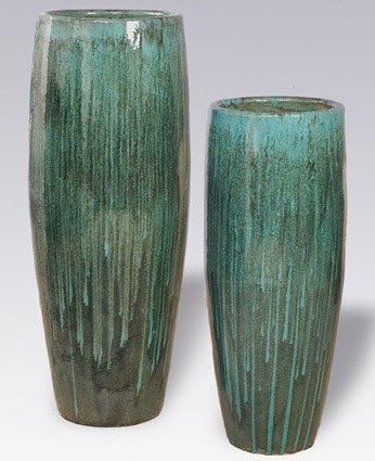 Tall Cylinder Ceramic Planter - Teal 