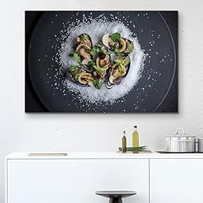 Canvas Wall Art - Mussels with Seasonings and Salt - Giclee Print Gallery Wrap Modern Home Art Ready to Hang - 12x18 inches