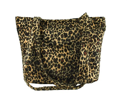 Loni Womens Smart Animal Print Faux Fur Tote/Shoulder Bag in leopard
