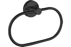 Towel Ring for Bathroom, Matte Black Towel Bar Hangers Wall Mount, Stainless Steel Hand Towel Holder, Modern Round Towel Hanger by Eolax