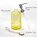 JASAI 18 Oz Glass Soap & Lotion Dispenser with Rust Proof Stainless Steel Pump, Refillable Liquid Pump Bottle Holder Great for Kitchen, Bath, Bathroom Accessories, Countertop (Clear Yellow)