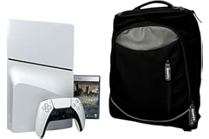 Good E's Spacious Travel Carrying Backpack for PS5 with Zippered Pocket and Padded Protection, Storage Bag Case Compatible with Playstation 5 Console for Game Disc, PS5 Backpack for School