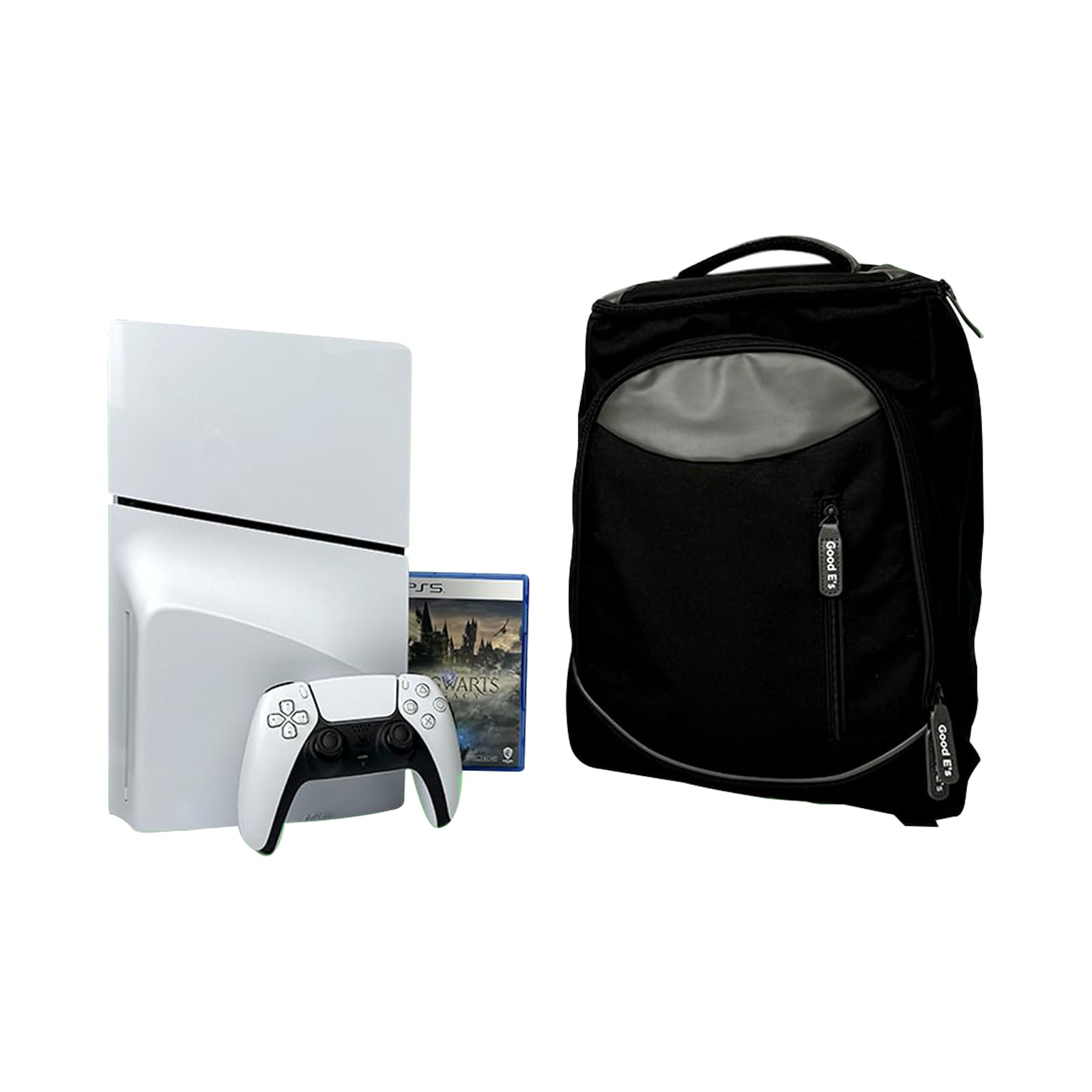 Good E's Spacious Travel Carrying Backpack for PS5 with Zippered Pocket and Padded Protection, Storage Bag Case Compatible with Playstation 5 Console for Game Disc, PS5 Backpack for School