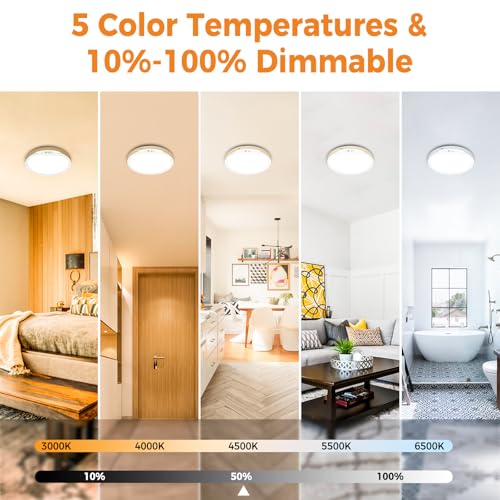 slochi Rechargeable Motion Sensor Ceiling Light, 8000mAh 5 Color Ceiling Lights Battery Operated Magnetic Wireless with Remote, Dimmable&Timer Sensor Lights for Hallway Cupboard Loft Garage-20CM