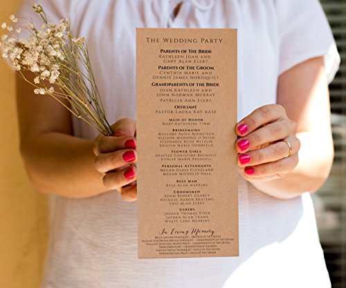 CUSTOM Wedding Program Rustic Ceremony Wedding Program Order of Service Program Burlap Wedding Program Kraft Program