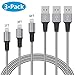 High Speed Cell Phone Charger Cable 3 Pack 1FT 3FT 6FT Extra Long Nylon Braided USB Fast Charging Cord Compatible with lPhone X Xs MAX XR 8 7 6 6s Plus 5s 5 5c SE Gray White
