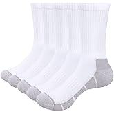 YUEDGE Womens Socks Moisture Wicking Anti-Odor Cotton Everyday Work Gym Tennis Training Athletic Cushioned Crew Socks