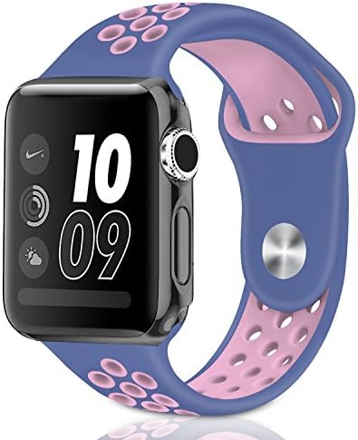 Casual Accessories Apple Watch Band 42mm sport band - Sports Soft Silicone Replacement Band For iWatch Series 3 2 1, Nike + Sport Edition Strap M/L Size Blue Pink