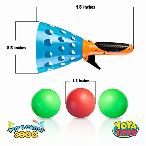 YoYa Toys Pop & Catch Launcher Basket With 3 Balls | For Girls, Boys, Adults, Indoors & Outdoors | Promote Fine Motor Skills, Improve Kinesthetic Learning & Hand To Eye Coordination | In A Carry Bag
