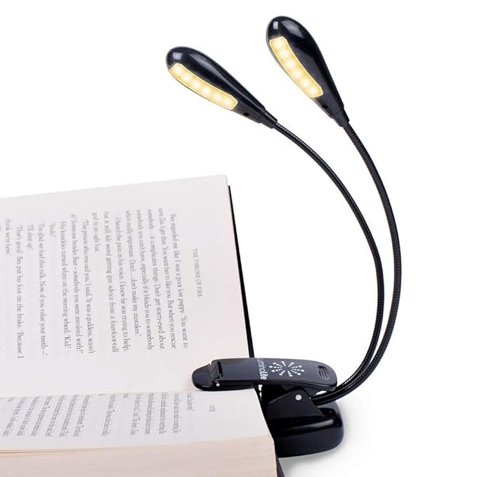 FastUnbox Flexible Gooseneck Round Book Reading LED USB Light Lamp Clip Base Table Desktop Lamp (Round Black LED)