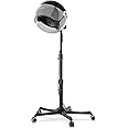 SalonDepot Professional Ionic Hooded Hair Dryer, 1875W Height Adjustable with Bonnet 3 Temperature Settings, Rolling Wheels for Salon, Spa and Home Use