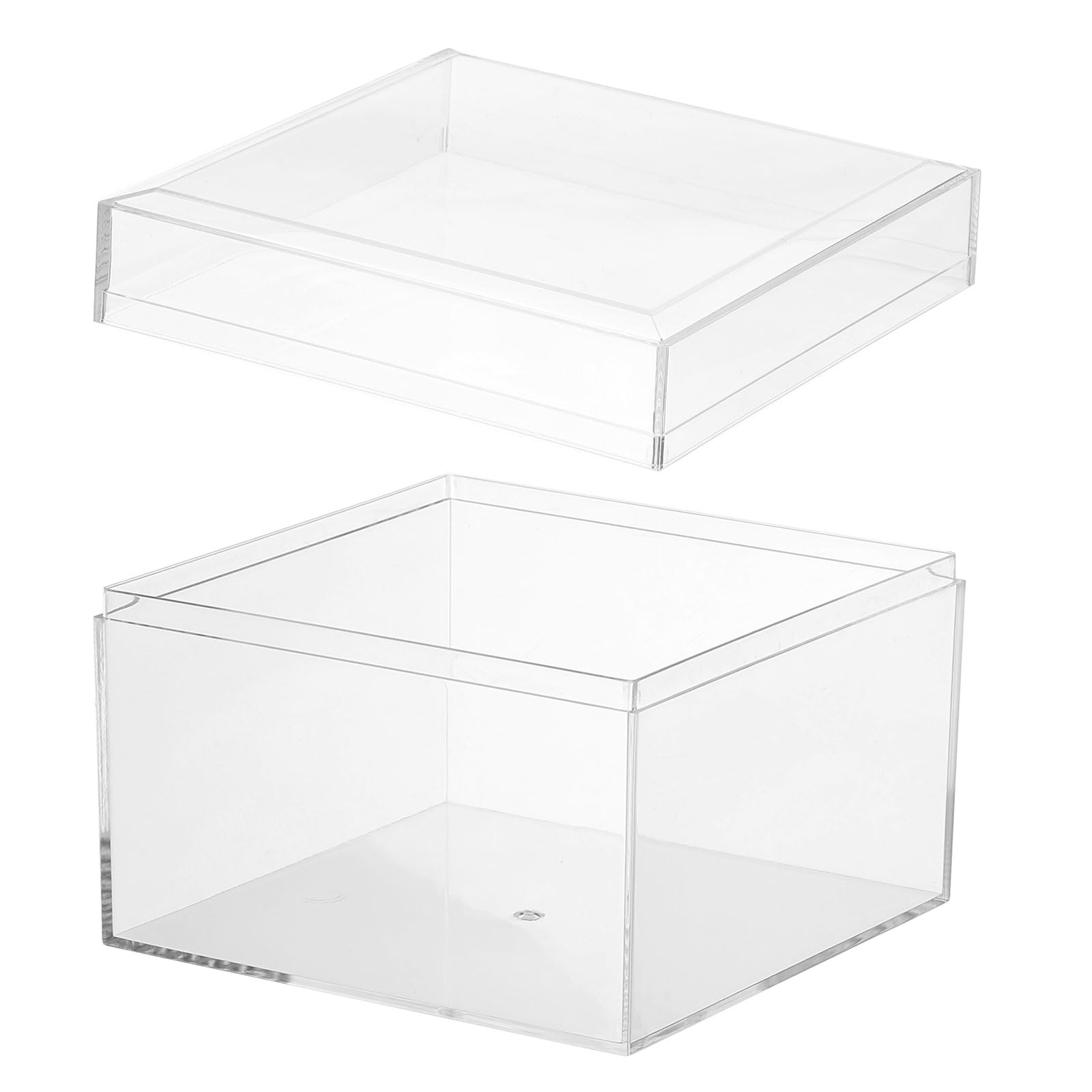 Photo 1 of PATIKIL Acrylic Box with Lid 4.72" x 4.72" x 3.54", Clear Acrylic Display Boxes Plastic Square Cube Containers Storage Organizer for Candy Tiny Jewelry Artwork Display