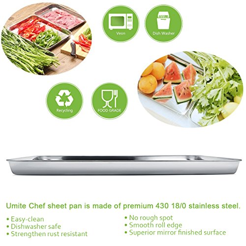 image for 3 Piece Large Baking Sheet, Metal Stainless Steel Baking Pan Cookie Sh