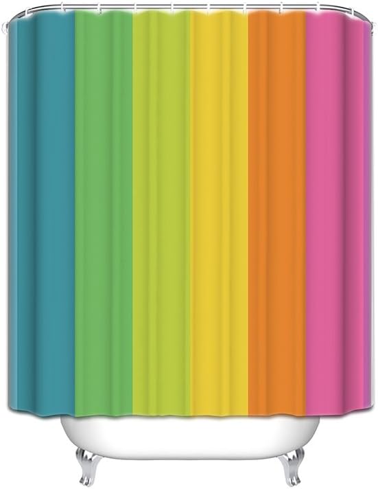 Rainbow Colorful Striped Fabric Kids Bathroom Shower Curtains 72" x 84" Extra Long