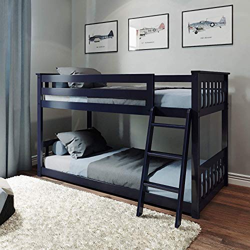 Max & Lily Low Bunk Bed, TwinOverTwin Wood Bed Frame for Kids with