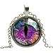 Buytra(TM) Vintage Dragon Cat Eye Glass Cabochon Silver Plated Pendant Necklace