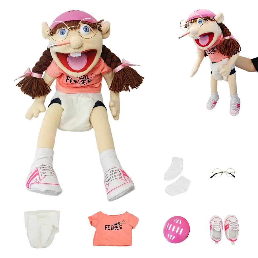 ADDLIVE Jeffy Puppet Plush Toy Doll,60CM Funny Puppets Toy, Soft Plush Toy，Jeffy Puppet Uk, for Boys and Girls, Gift for Birthday, Christmas, Halloween Party (Pink)