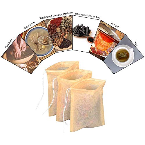 Amian Shop Tea Filter Bags,300 Pieces Disposable Tea Bag Paper Tea Infuser with Drawstring Safe Strong Penetration Unbleached Paper for Loose Leaf Tea and Coffee