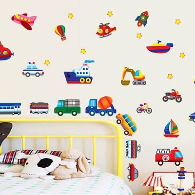 Vehicles Cars Planes Trains Bus Wall Stickers Wallpaper Art Decal Decals Mural Kids Children Removable