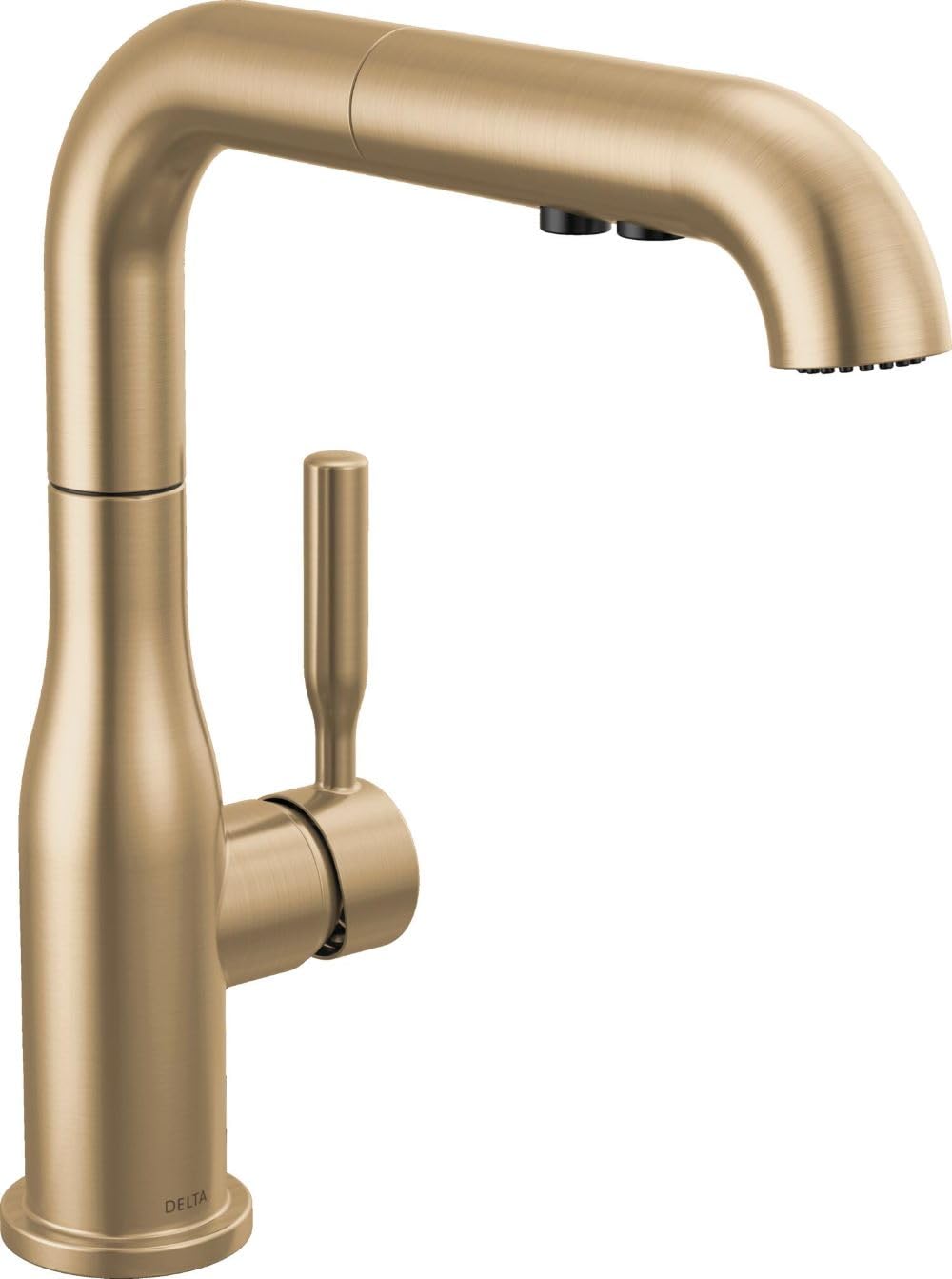 Photo 1 of Delta Almari Brushed Gold Kitchen Faucet with Pull-Out Sprayer, Modern Single Hole Kitchen Sink Faucet, Single Handle, Champagne Bronze 16943-CZ-DST