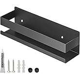 YuShiYan Floating Shelves Wall Mounted, Rustproof Stainless Steel Bathroom Shelf, Black Nail-Free Kitchen Spice Rack, Adhesive Storage Organizer for Shower & Home Decor