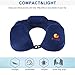 Andake Foldable Neck Pillow, Quick Inflating Deflating Comfortable Portable with Detachable Pillowcase (Gray/Blue, Mouth Blowing/Push-Button Blowing) (Mouth Blowing Blue)