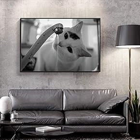 Floating Framed Canvas Wall Art for Living Room, Bedroom Black and White Wild Animal Canvas Prints for Home Decoration Ready to Hang - 16x24 inches