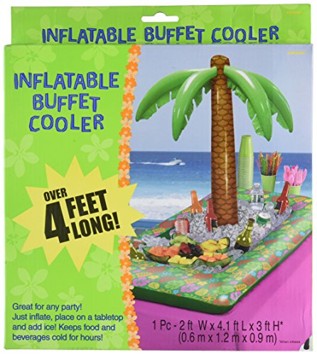 Amscan Party Perfect Hawaiian Luau Inflatable Palm Tree Buffet Cooler,
Multi Color, 4 Feet