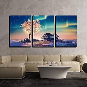 Illustration Abandoned House and Fantasy Tree Lights Under...