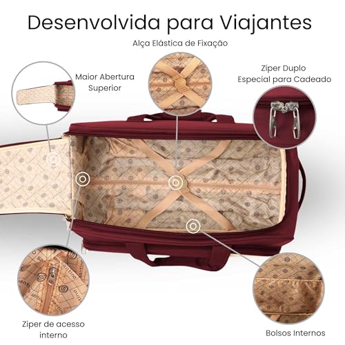 SANTINO Bolsa de Viagem Poliéster com Rodinhas Puxador Retrátil Amplo Espaço Alças Reforçadas Cadeado Leve Versátil Bordo