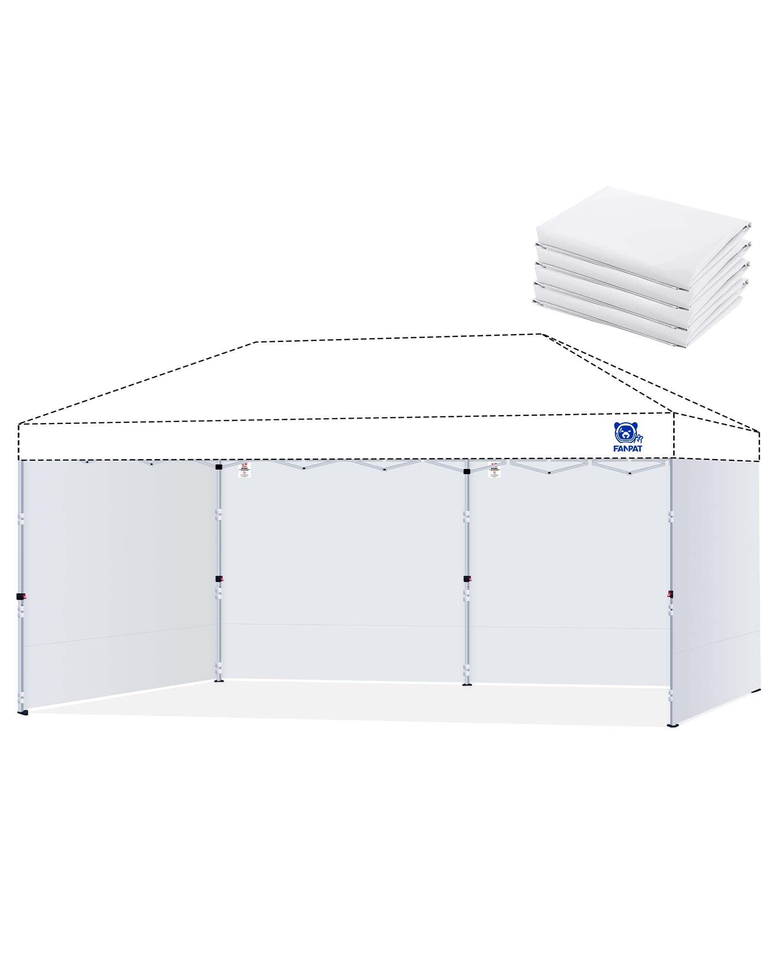 Photo 1 of Fanpat 10x20ft Canopy Sidewalls fit 10x20ft Pop Up Tent, Waterproof 99% UV Protection Privacy Enclosure for Outdoor Events and Party, White (4Pcs Sidewalls Only, Frame and Top Not Included)