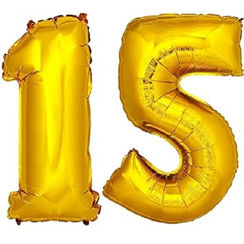 32 Zoll Zahl 15 Luftballons Regenbogen - XXL Folienballon Für Geburtstagsdeko