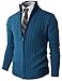 H2H Mens Slim Fit Full-zip Kintted Cardigan Sweaters with Twist Patterned