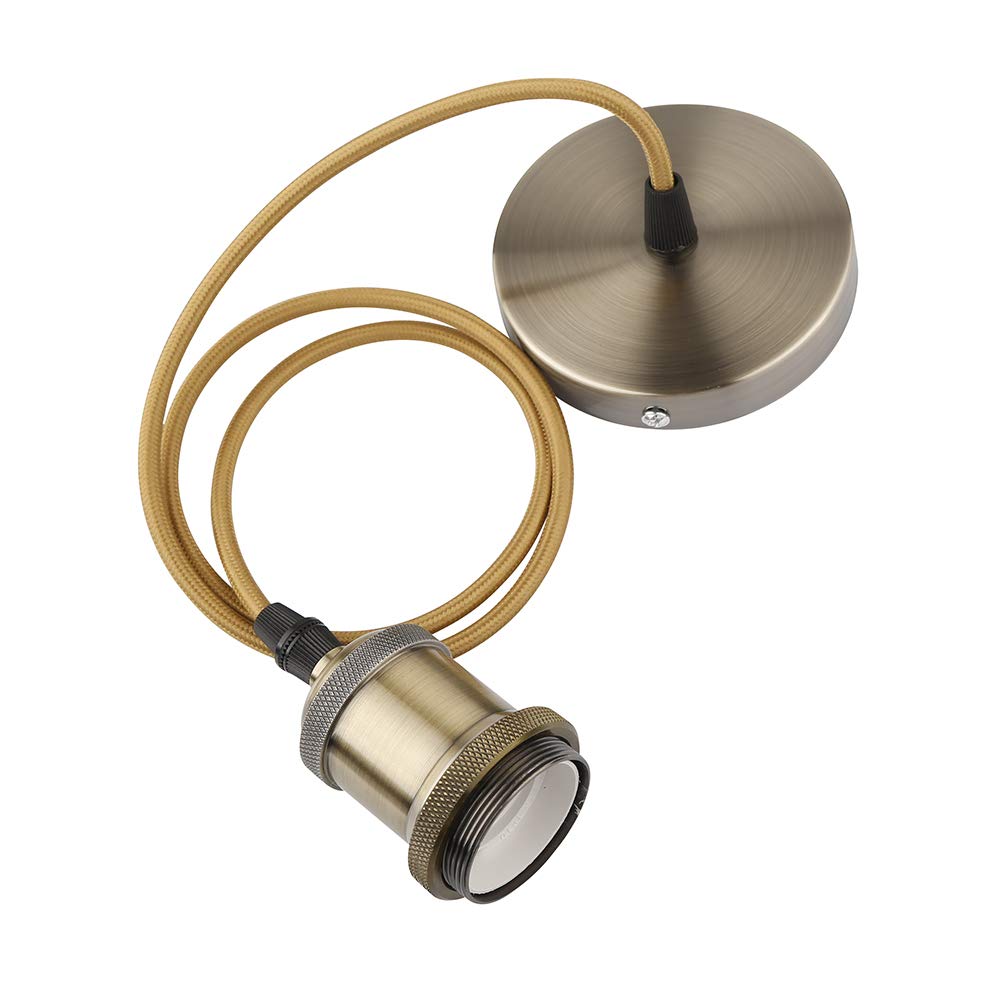 Weiyangdianzi-EU Vintage Pendant Lamp Retro Pendant Light E27 Socket Bronze