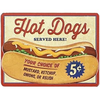 Open Road Brands Vintage Hot Dog Embossed Metal Magnet Art Sign - an Officially Licensed Product Great Addition to Add What You Love to Your Home/Garage Decor