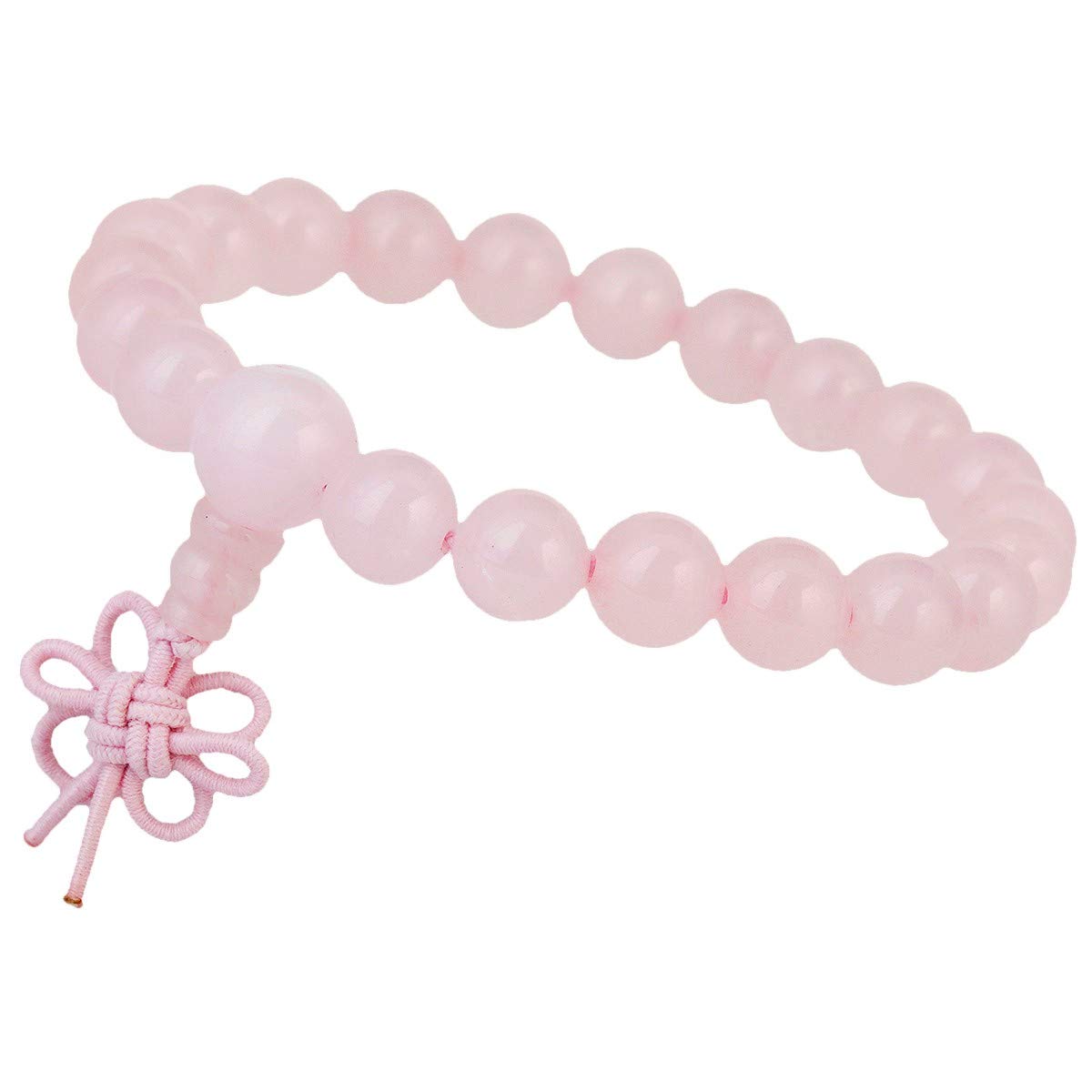 mookaitedecor Rose Quartz Crystal Bead Bracelet Semi Precious Stone Gemstone Stretch Bracelet for Women Men, Pink Healing Crystal Reiki Chakra Stone Bracelet with Chinese Knot Crystal Jewellery Gift