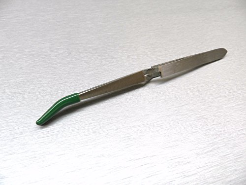 CROSS LOCK TWEEZERS BENT NOSE PVC RUBBER TIP CROSS LOCKING SELF CLOSING 6-1/2" (E 2)
