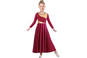 ZYACTU Girls Praise Dance Dress Metallic Block Irregular Liturgical Worship Church Choir Costumes Lyrical Dress