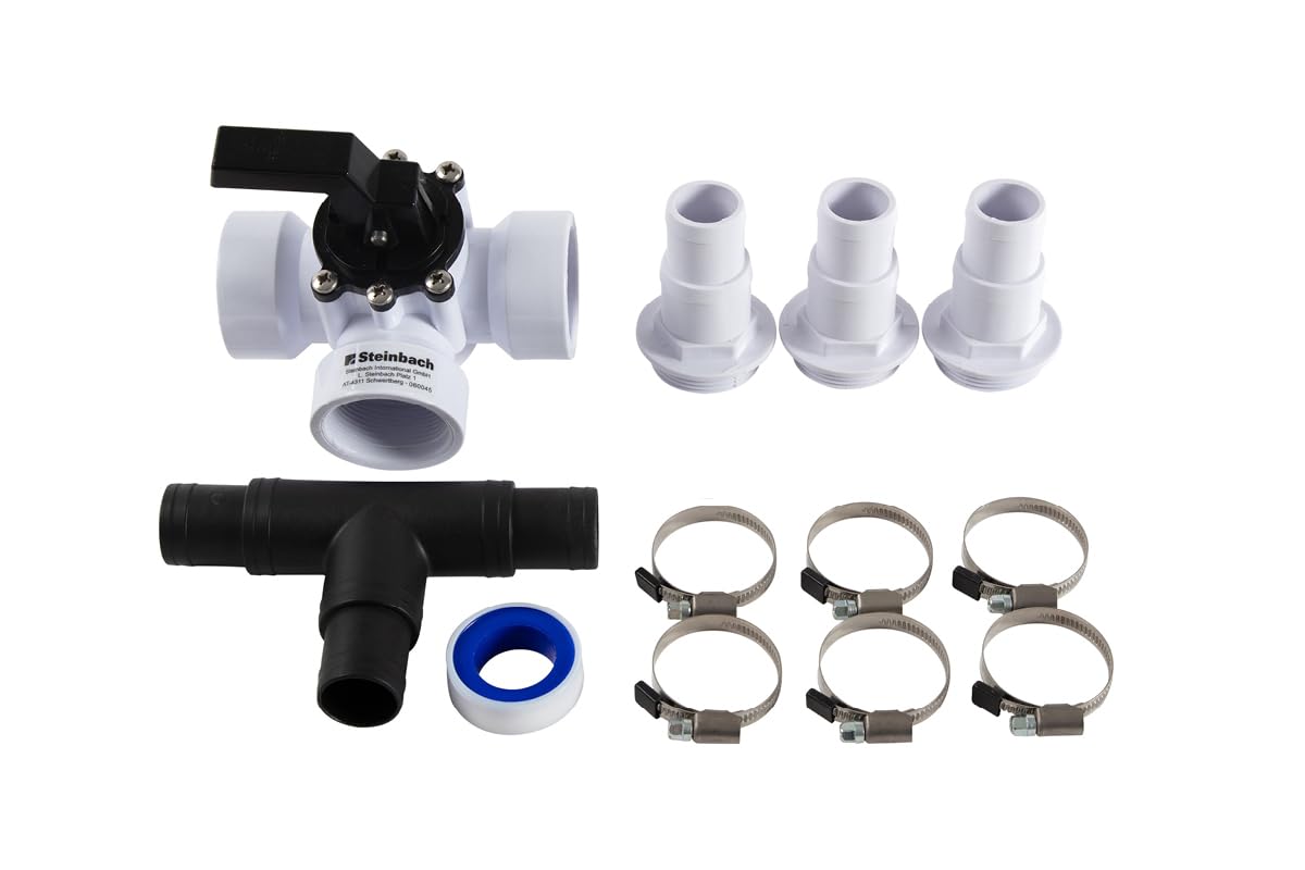 Steinbach Fittings Bypass kit (3 Way Valve, Hose, Teflon Tape, T-Piece Hose Clips) – Set of 12, Multi-Coloured